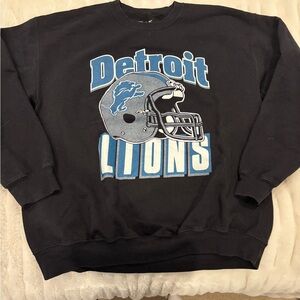 Junk Food Clothing Detroit Lions Black Crewneck Sweater
